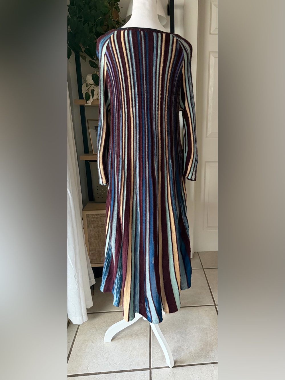 Anthropologie MOTH Nora 3D Knit Striped Sweater Dress XS Wool Alpaca Midi - Picture 14 of 15